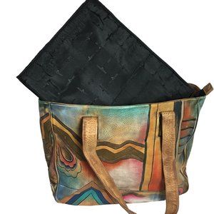 Anuschka NEVER USED Handpainted Leather Laptop Bag + Insert Southwest